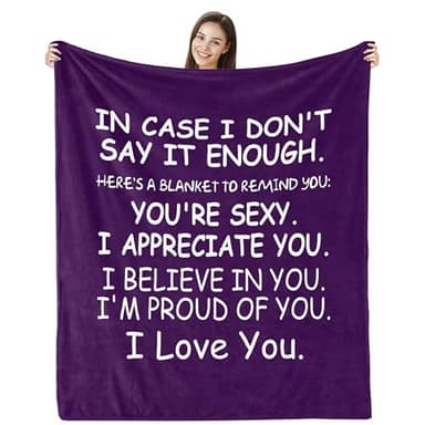 Romantic Gifts for Her, I Love You Blanket, Anniversary, Mothers Day, Fathers Day, Birthday Gifts for Women, Girlfriend, Wife, Soft Throw Blanket Purple 50” x 60'' - Image 1