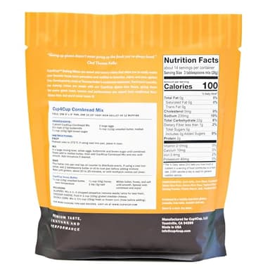 Cup4Cup Cornbread Mix, 0.88 Pounds, Certified Gluten Free, Dairy Free, Non-GMO, Kosher, Made in the USA - Image 2