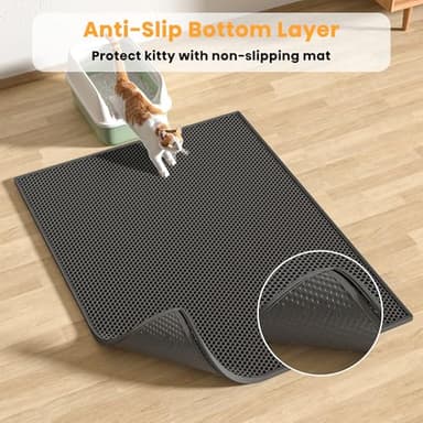 Pieviev 2 Packs Cat Litter Mat Double Layer Waterproof Urine Proof Trapping Mat (30''X24'', Black) - Image 4