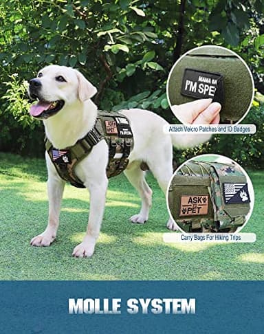 PETNANNY Tactical Service Dog Vest - No-Pull Emotional Support Harness with Hook & Loop Patches & Molle System for Training & Hunting (Woodland Camo, Large) - Image 6