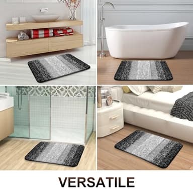 OLANLY Bathroom Rug Mat 44x24, Extra Soft and Absorbent Microfiber Bath Rugs, Non-Slip Plush Shaggy Bath Carpet Runner, Machine Wash Dry, Bath Mats for Bathroom Floor, Tub and Shower, Black - Image 6