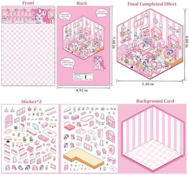DIY 3D Sticker Scene 6 Sets of Stickers for Girls Make Your Own Mini Room Scene Stickers for Kids Cute Kawaii Sticker Therapy for Adult Relief Stress Pass The Time - Image 6