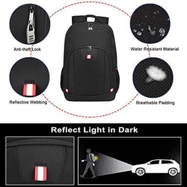 Travel Laptop Backpack, Black Backpack for Men and Women with USB Slit Business Computer Back Pack (Black, 15.6 Inch) - Image 5