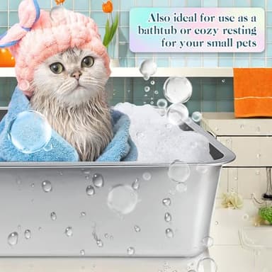 YOILES Stainless Steel Cat Litter Box with High Sides, Extra Large Open Metal Litter Pan, Easy to Clean, Rust Proof, Non Stick, Non Slip Rubber Feets (24"x16"x6") - Image 5