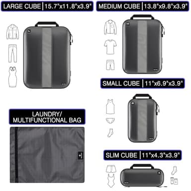Premium Ultralight Compression Packing Cubes for Travel - Bag Factor Luggage Organizer Set (Grey - 5 Set) - Image 6
