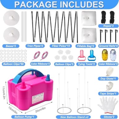 Balloon Arch Kit and Balloon Pump, 10FT Width 9FT Height Adjustable Balloon Arch Stand with NEW DESIGNED 2 Balloon Stands Water Fillable Bases for Wedding Anniversary Mother's Day Party - Image 2