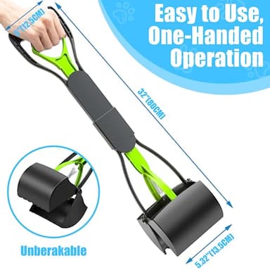 VacFreKep 80cm Pet Pooper Scooper for Dogs and Cats with Long Handle High Strength Material and Durable Spring for Easy Grass and Gravel Pick Up(Green) - Image 2
