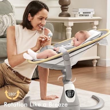 Angelbliss Baby Swing with Cry Detection, Electric Swing - Side-to-Side & 180 Rotation, for Infants & Toddlers (Grey) with 5 Speeds - Image 4