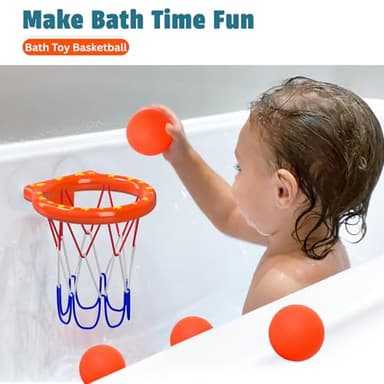 Bath Toys – Bathtub Basketball Hoop for Toddlers, Kids, Boys and Girls | 4 No-Hole Balls & Strong Suction Cups | Fun Basketball Bath Toy for Toddlers - Image 6