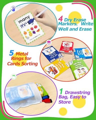 Sight Words Flash Cards Kindergarten, 250 Dolch Sight Word Writing Reading Spelling Games, Preschool Kindergarten Toddler Learning Activities, Homeschool Supplies Educational Toys for Kids Ages 3+ - Image 5