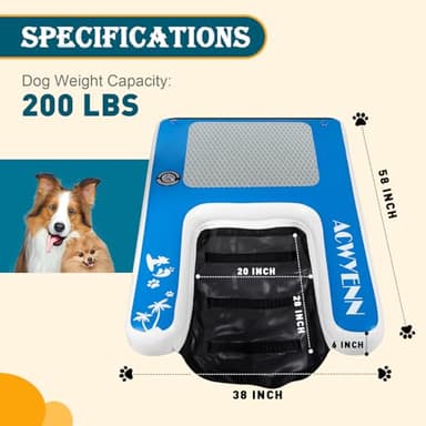 ACWYENN Large Inflatable Dog Boat Pool Ramp for Large Dog Ramp for Pool Boat Dock with Non-Slip Pad (58" x 38" Blue) - Image 2
