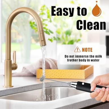 Nahida Black Milk Frother Wand for Coffee, Frother Handheld Rechargeable Electric Whisk Drink Mixer with 3 Heads 3 Speeds Coffee Frother Electric Stirrer For Latte, Cappuccino, Hot Chocolate - Image 6