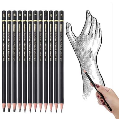 RVOGJP TAMATA Professional Drawing Sketching Pencil Set - 12 Pieces Art Graphite Pencils(12B - 4H), Ideal for Drawing Art, Sketching, Shading, for Beginners & Pro Artists - Image 4