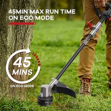 Cordless Weed Wacker, ENHULK 58V 16" String Trimmer - Carbon Fiber, 3-Speed Setting, Brushless Trimmer with EZ-HMI LED Control Panel, Fast Load Bump Feed, 2.5Ah Battery/Charger Included - Image 5