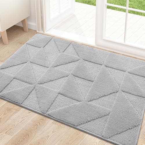 OLANLY Door Mats Indoor, Non-Slip, Absorbent, Dirt Resist, Entrance Washable Mat, Low-Profile Inside Entry Doormat for Entryway (32x20 inches, Grey) - Image 1