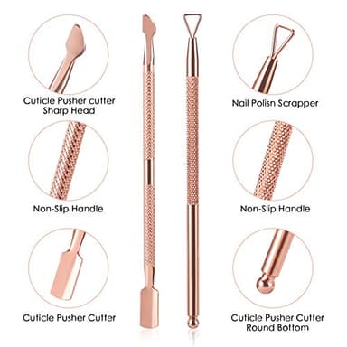 Cuticle Trimmer with Cuticle Pusher and Cutter,YINYIN Cuticle Remover Cutter Nipper Clippers Durable Pedicure Manicure Tools for Fingernails and Toenails(D501-RoseGold)… - Image 3