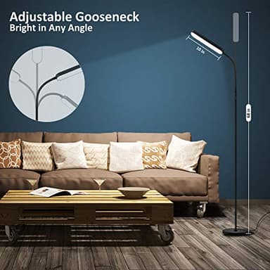 Floor Lamp -WioMio Led Floor Lamp with Remote and Touch Control for Stepless Dimmer & Temperatures, Harmless Light for Eye-caring, Adjustable Gooseneck Standing Lamp for Living Room & Bedroom. - Image 5