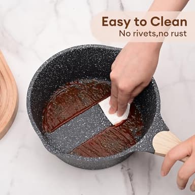 JEETEE 1.5 Quart Saucepan with Steamer Basket, Small Sauce Pot with Lid，Nonstick Coating with Pour Spout, Induction Compatible Cookware Sauce Pan for Cooking, PFOA/PFOS Free - Image 4