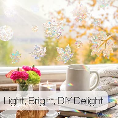 rabbitgoo Window Privacy Film Rainbow Film Decorative Window Sticker, 3D Static Stained Glass Cling Tint for Home Heat Control Non-Adhesive, 17.5 x 78.7 inches - Image 8