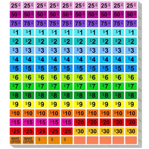 Garage Sale Stickers, 2400 PCS 3/4 Inch*1/2 Inch Price Stickers for Yard Sales, Flea Markets, County Fairs & Retail Use, Pricemarker Labels, Colorful Price Tags - Image 1