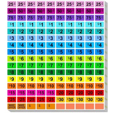 Garage Sale Stickers, 2400 PCS 3/4 Inch*1/2 Inch Price Stickers for Yard Sales, Flea Markets, County Fairs & Retail Use, Pricemarker Labels, Colorful Price Tags - Image 1