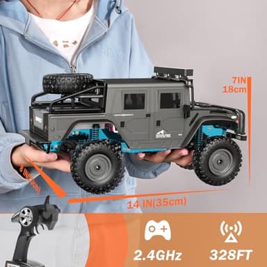 SIMREX 1:12 Scale All-Terrain Remote Control Car, 4WD RC Cars with 2.4 GHz, RC Climbing Truck, IPX4 Waterproof Off-Road Vehicle with Two Rechargeable Batteries, for Kids Teens Adults - Image 5