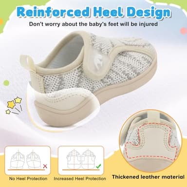 FEETCITY Baby Girls Shoes Wide Toe Box Baby Sneakers First Walking Shoes Infant Barefoot Shoes Infant Sneakers 12-18 Months - Image 5