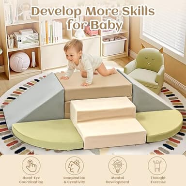 6-Piece Toddler Climbing Toys Indoor, Foam Climbing Toys for Toddlers, Soft Play Baby Climbing Blocks for Crawling and Sliding, Safe Climbing Play Set Indoor Gym Equipment for Toddler1-3, Infant, Baby - Image 2
