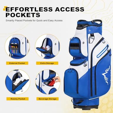 UNIHIMAL Golf Cart Bag, 15 Way Organizer Divider Top with Handles and Rain Cover - Image 7