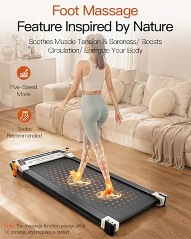 FUNRAY Versatile Walking Pad Treadmill with Incline - Dual-Sided Under Desk Treadmill with Foot Massage,2 in 1 Walking Pad for Home/Office, Portable Compact Treadmills with 330LBS Weight Capacity - Image 3