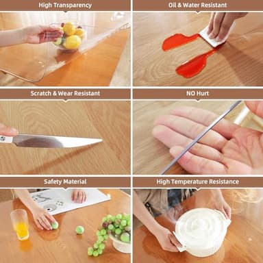 Warmstar Clear Table Protector 2mm Thick, 54x84Inch Clear Table Cover Protector, Plastic Table Cover, Clear Desk Mat Desk Pad, Desk Protector Mat for Coffee Table, Writing Desk, Dining Room - Image 3