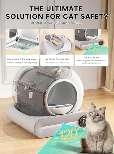 Automatic Litter Box, Upgraded Robot Self Cleaning Litter Box for Multiple Cats, 65L+9L Extra Large, Features Negative ion Sterilization and Deodorization, APP Control, 3 Rolls Litter Bag Liners - Image 4
