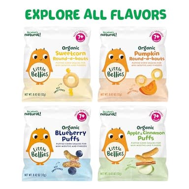 Little Bellies Organic Puffs Variety Pack, Blueberry & Apple and Cinnamon (Pack of 18) - Image 10