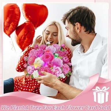 MZD8391 Birthday Cards with MUSIC & LIGHTS, Pop Up Happy Birthday Cards, Pink Penoy, 12 Inch Life Sized Forever Flower Bouquet Greeting Card Gifts for Women Mom Grandma - Image 6