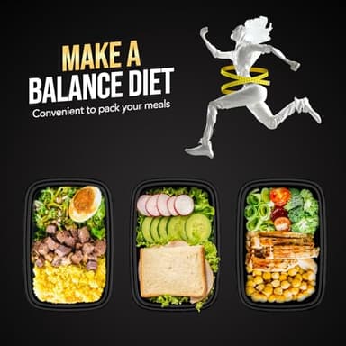 20-Piece (10-Pack) 16 OZ Meal Prep Containers Reusable with Lids, Sturdy Leakproof & Food Safe, Microwave, Freezer, Dishwasher Safe To Go Food Containers, Plastic Take Out Containers, Black - Image 3