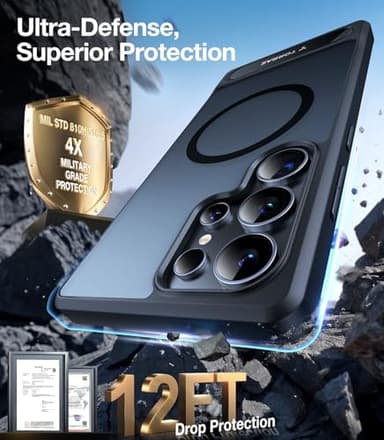 TORRAS Strong Magnetic & Seamless Stand for Samsung Galaxy S25 Ultra Case, Fit for MagSafe, Mil-Grade Drop Protection, Kickstand for Samsung Galaxy S25 Ultra Case, Translucent Back/Black Edge - Image 5