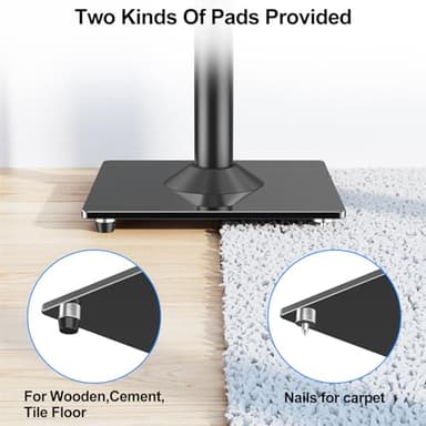 MOUNTUP Universal Speaker Stands Pair 28.3" to 37.4" Height Adjustable Floor Speaker Stands, Holds Bookshelf & Satellite Speaker Large Speaker, Up to 22LBS Cable Concealing 9.8" Plate Black MU9132-L - Image 5