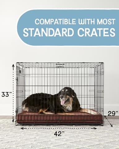 OhGeni 41 Inch Orthopedic Waterproof & Machine Washable Dog Bed for Large Pets, 20D Egg Crate Foam Stable Support, Non-Slip Bottom and Removable Cover, Tear-Resistant Invisible Durable Zipper(Brown) - Image 4