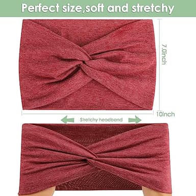 Extra Wide Headbands for Women, 7'' Large Cotton Like Turban Knotted Bandana Head Bands for Women Non Slip, Boho Headbands for Women's Hair (6Pcs Dark Colors, Extra Large 7" Wide) - Image 5