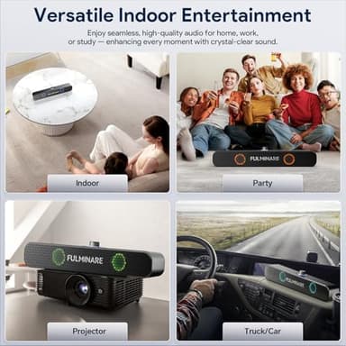 FULMINARE Bluetooth Speaker with 26W HD Sound, Portable Speaker Up to 30H Playtime, AUX&TF-Card&USB Input, LED Lights, Speakers Bluetooth 5.3 Wireless for Home/Party/Outdoor, (Black) - Image 6