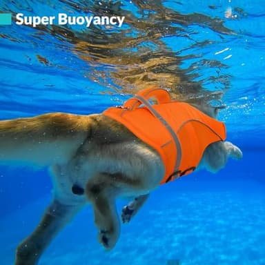 Queenmore Dog Life Vest, Adjustable Ripstop Dog Life Jacket for Swimming Boating, Doggy Lifesaver with Superior Buoyancy and Rescue Handle, Pet Swimming Vest for Small Dogs（Orange,S） - Image 6