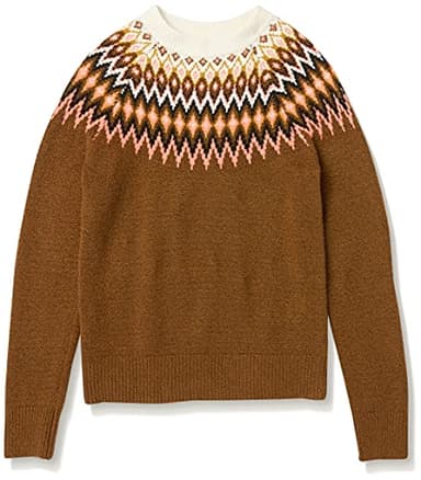 Amazon Essentials Crewneck Sweater for Women, Soft-Touch, Medium Brown Fair Isle Pattern, Small - Image 5