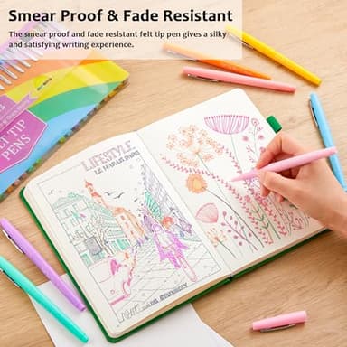 Lelix 30 Colors Felt Tip Pens, Medium Point Pastel Colored Pens, Felt Tip Markers Pens For Journaling, Writing, Note Taking, Planner Coloring, Perfect for Art Office and School Supplies - Image 5