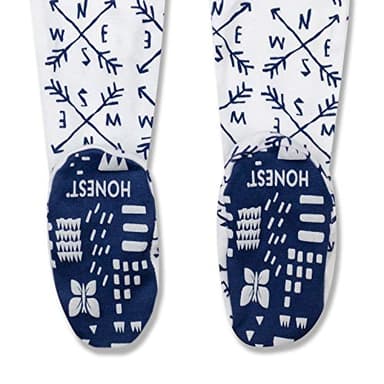 HonestBaby Non-Slip Footed Pajamas One-Piece Sleeper Jumpsuit Zip-Front PJs 100% Organic Cotton for Baby Boys, Compass, 18 Months - Image 2