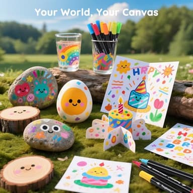 Tongfushop 72 Colors Acrylic Paint Markers, Dual Tip Acrylic Paint Pens with Brush Tip & Fine Tip, Wood Markers for Rock Painting, Wood, Canvas, Stone, Glass, Ceramic, DIY Crafts, Art Supplies - Image 2