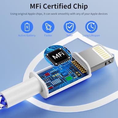 iPhone Charger 6Pack(3/3/6/6/6/10FT) Apple MFi Certified Fast Charging Lightning Cable iPhone Charger Cord Nylon Braided for iPhone 14 13/12/11 Pro Max/XS MAX/XR/XS/X/8/7/Plus/6S iPad and More - Image 4