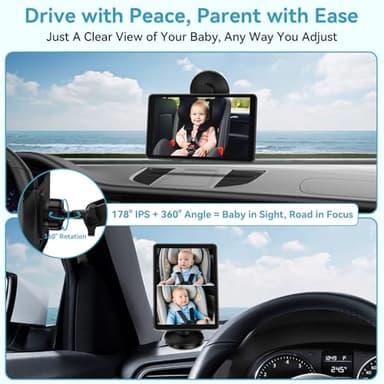 pemacom Baby Car Camera for 2-Kids: 7 Inch IPS Display with Dual Carseat Cameras, Split Screen, Night Vision, HD 1080P - USB Powered Easy Install Rear Facing Backseat Camera for Twins - Image 5