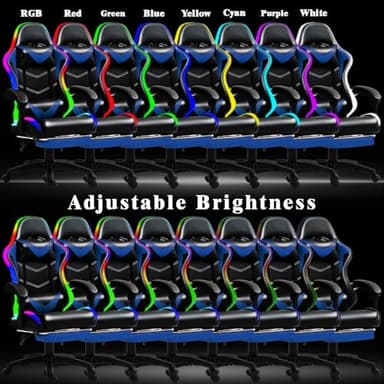 Czlolo Gaming Chair, Racing Style RGB LED Lights Gaming Chairs for Adults and Kids, Lumbar Massager Gamer Chair, High Back Reclining Computer Chair with Footrest and Headrest (Black/Blue) - Image 4