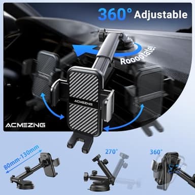 ACMEZING 3-in-1 Car Phone Holder [122+LBS Strongest Suction & Stable Clamp Arm] 360° Adjustable Mount, Cell Phone Holders for Your All Car Models for Dashboard Vent, All Smartphones, Black - Image 5