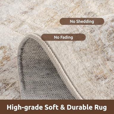 AMOAMI-4X6 Area Rugs for Living Room -Soft Vintage Bedroom Rugs-Non Slip Washable Rug-Throw for Living Room Bedroom Bedside Dining Room Office Beige - Image 4
